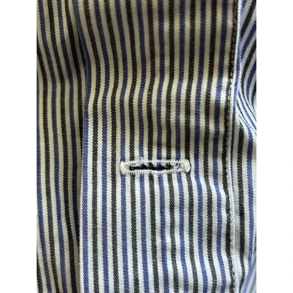 Polo‎ Ralph Lauren Button Down Long Sleeve 17 34/35 Blue Black Stripes Estate